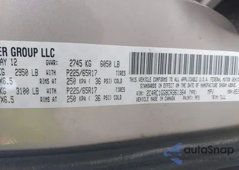 2012 Chrysler Town & Country Limited from USA, damaged, VIN 2C4RC1GG8CR361364
